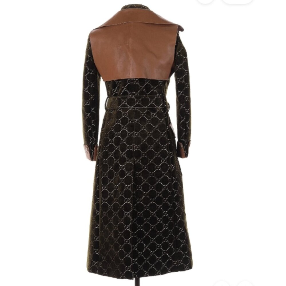 GUCCI GG LOGO MONOGRAM COAT SZ: EU(IT) 38 / US 2 SOFT RICH VELVET & LEATHER - Picture 2 of 16